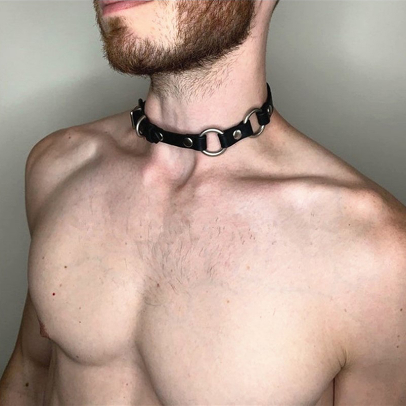 Men Accessories Neck Chain - Stilvoller Kunstleder-Halsband für Männer, Gothic-Schmuck, Gay-Bekleidung,