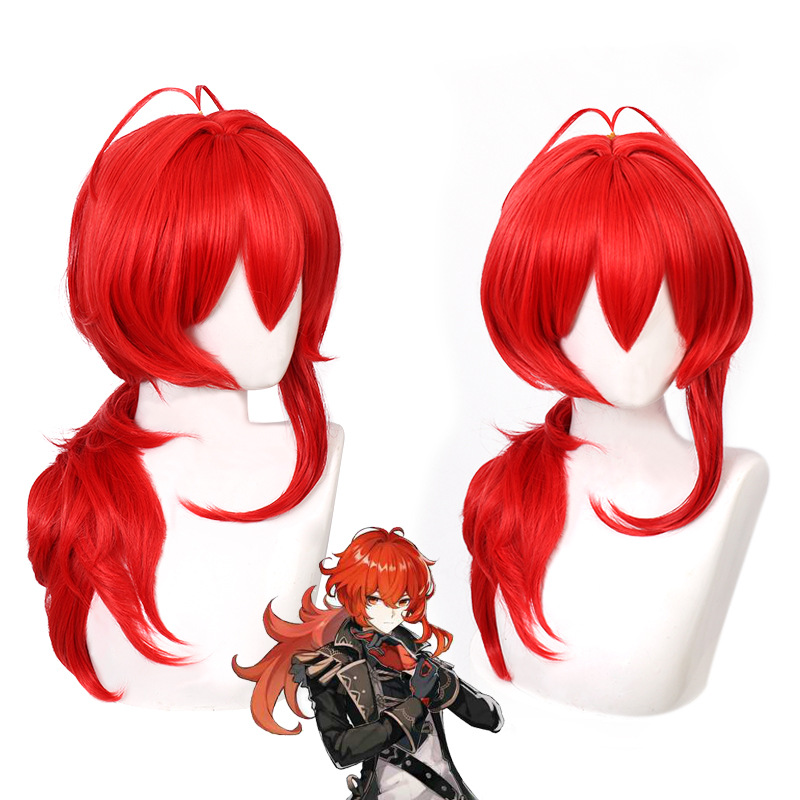 Men Accessories For Travel - Genshin Impact Diluc Cosplay Perücke Traveler