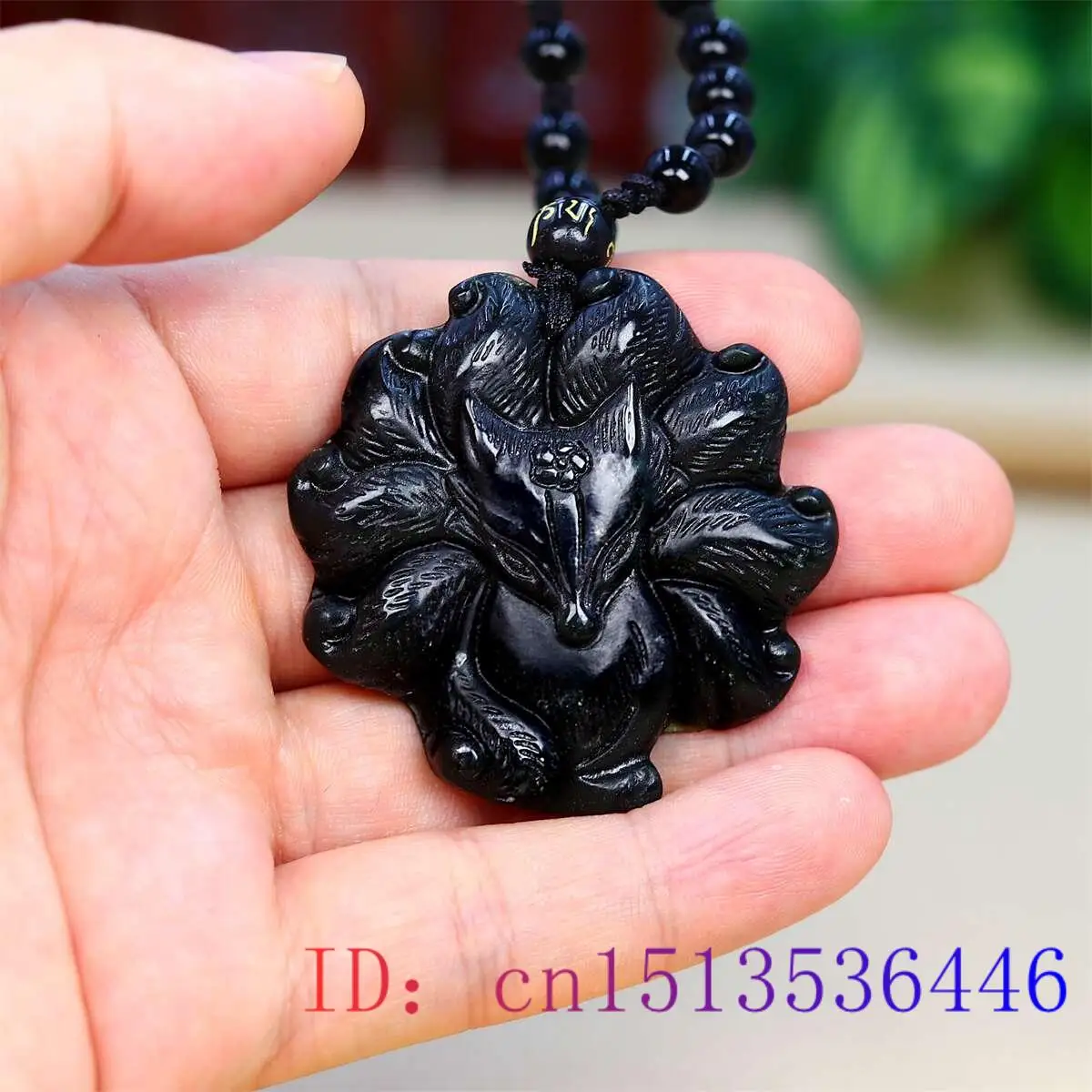 Men'S Accessories Vintage - Jade Neun Tailed Fox Anhänger Schwarz