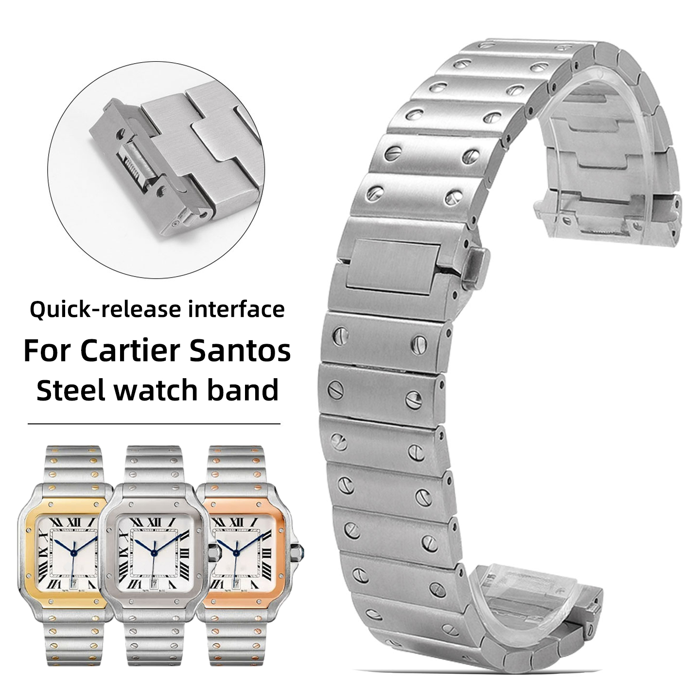 Men'S Accessories Cartier - 21mm Edelstahlarmband für Cartier Santos WHSA0007