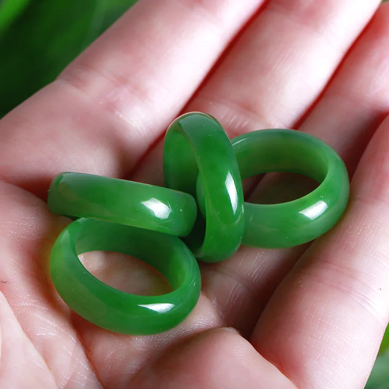 Men Accessories For Wedding - Natürliche Grün Hetian Jade Ring Chinesischen